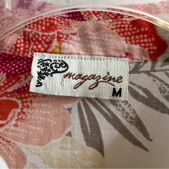 Magazine pink floral cream button up embroidered blouse - Picture 8 of 9